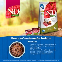 Ração N&D Quinoa Pele e Pelo para Cães Adultos de Porte Mini e Pequeno Sabor Pato, Quinoa, Coco e Cúrcuma