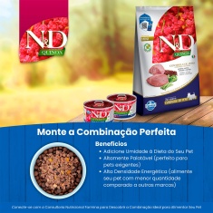 Ração N&D Quinoa Controle de Peso para Cães Adultos de Porte Mini e Pequeno Sabor Cordeiro, Quinoa, Brócolis e Aspargo