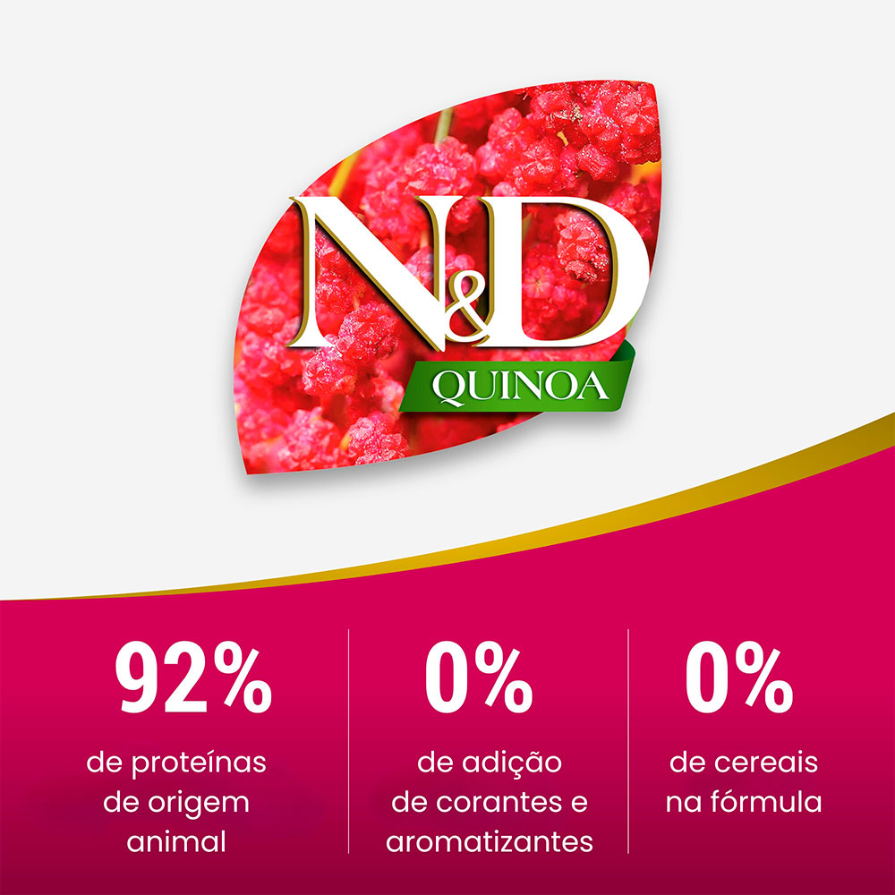 Ração N&D Quinoa Cuidado Digestivo para Cães Adultos de Porte Mini e Pequeno Sabor Cordeiro, Quinoa, Erva-Doce, Hortelã e Alcachofra