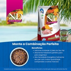 Ração Farmina N&D Tropical Selection para Cães Adultos de Porte Mini e Pequeno Sabor Frango, Cereais e Frutas Tropicais