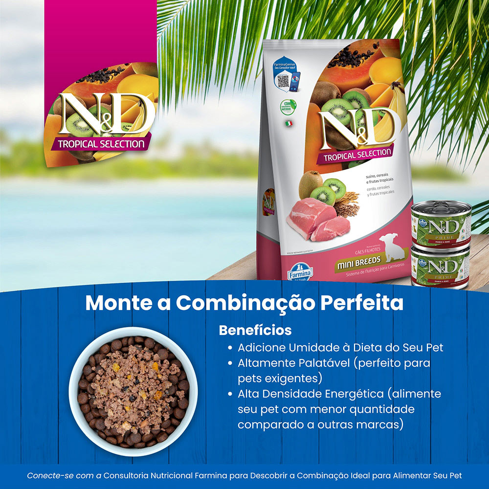 Ração Farmina N&D Tropical Selection para Cães Filhotes de Porte Mini Sabor Suíno, Cereais e Frutas Tropicais 2 kg