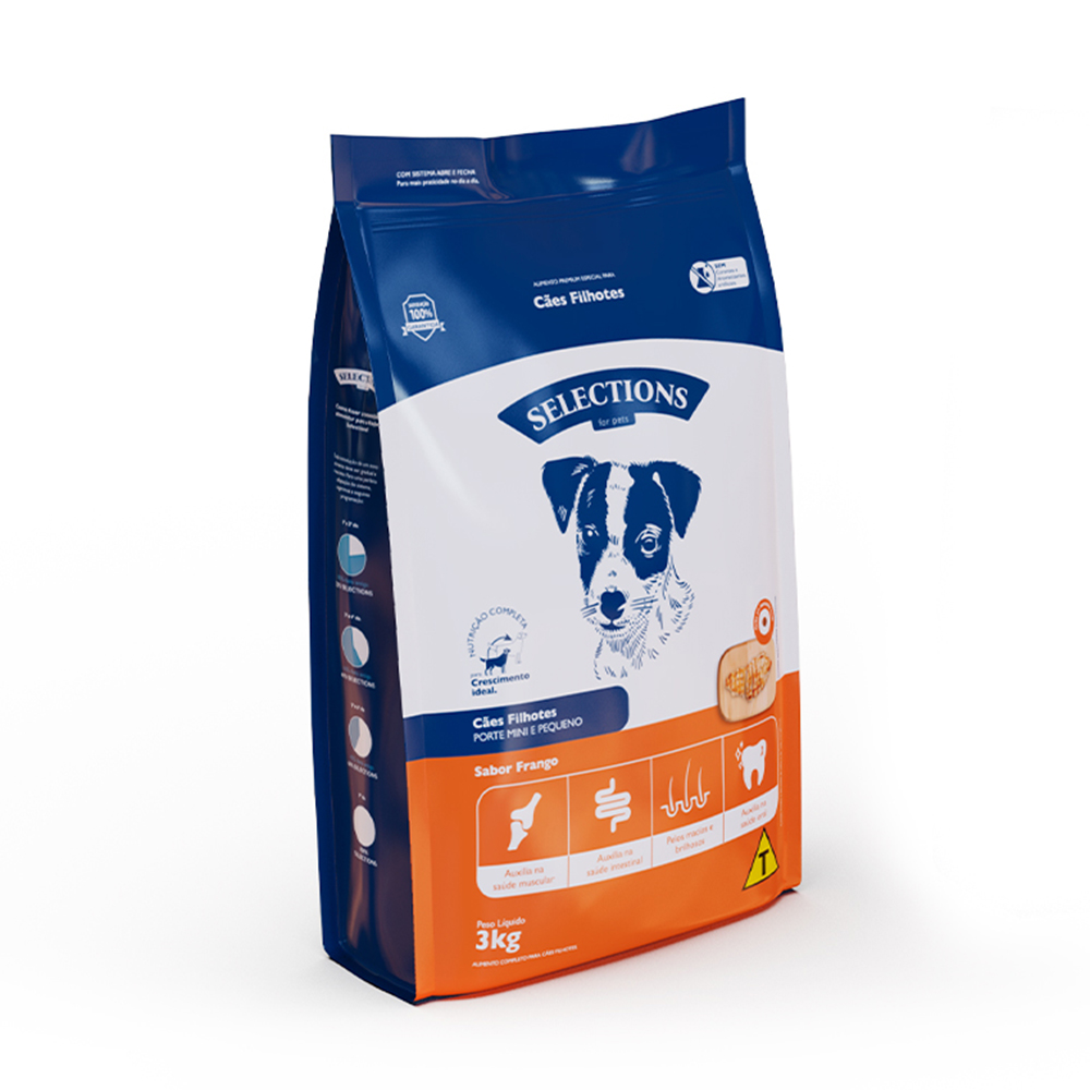 Ração Selections For Pet para Cães Filhotes Mini/Pequenos Sabor Frango 3 kg