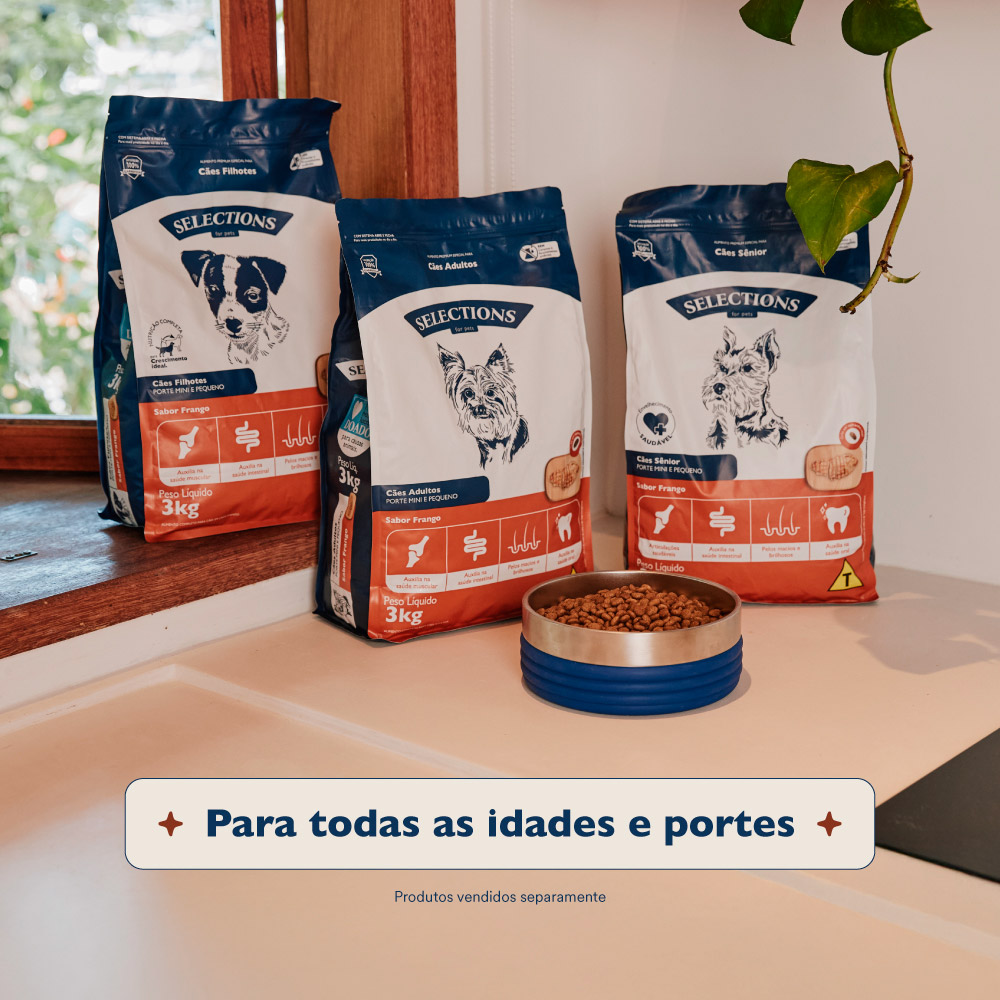 Ração Selections For Pet para Cães Adultos de Porte Pequeno e Mini Sabor Frango