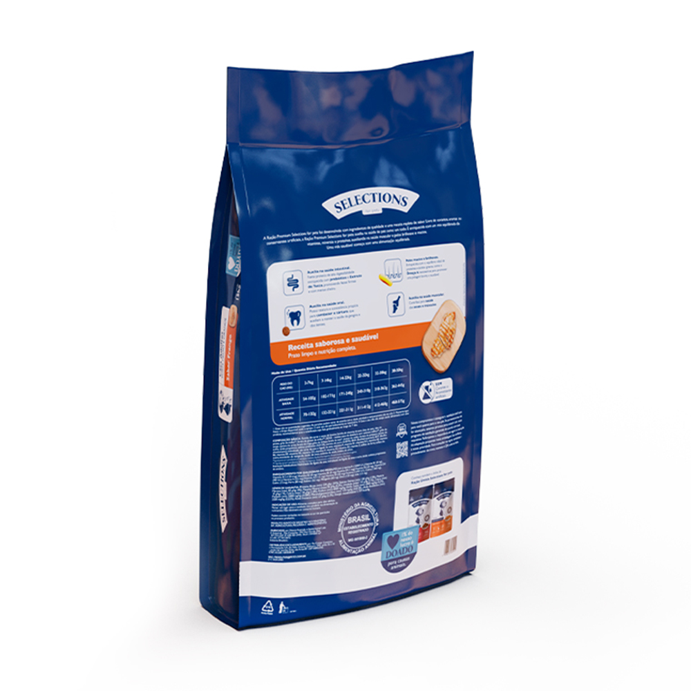 Ração Selections For Pet para Cães Adultos de Porte Médio e Grande Sabor Frango