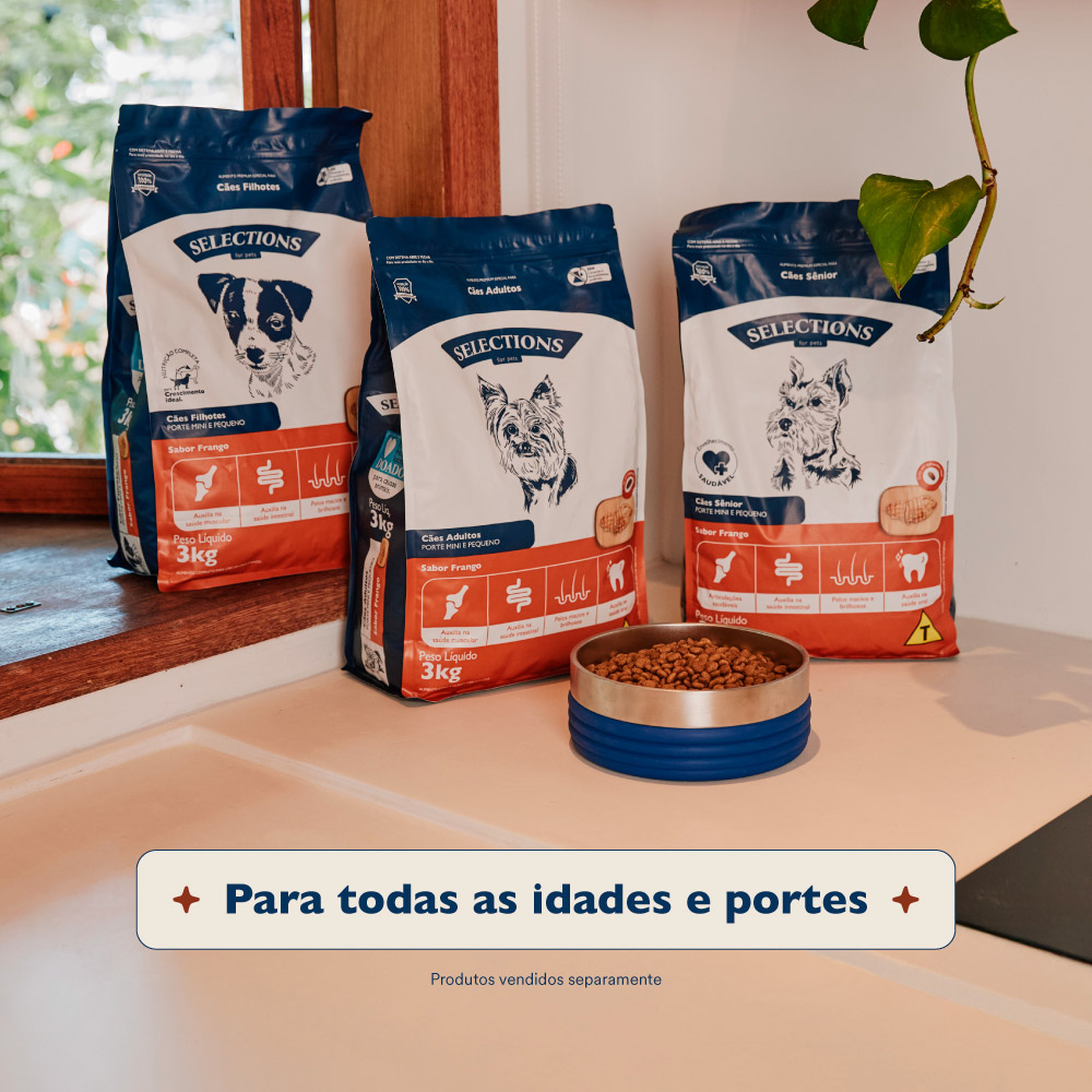 Ração Selections For Pet para Cães Adultos Médios/Grandes Sabor Carne e Frango