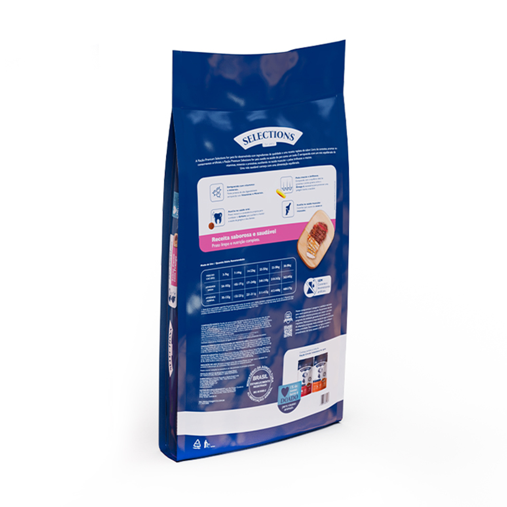 Ração Selections For Pet para Cães Adultos Médios/Grandes Sabor Carne e Frango