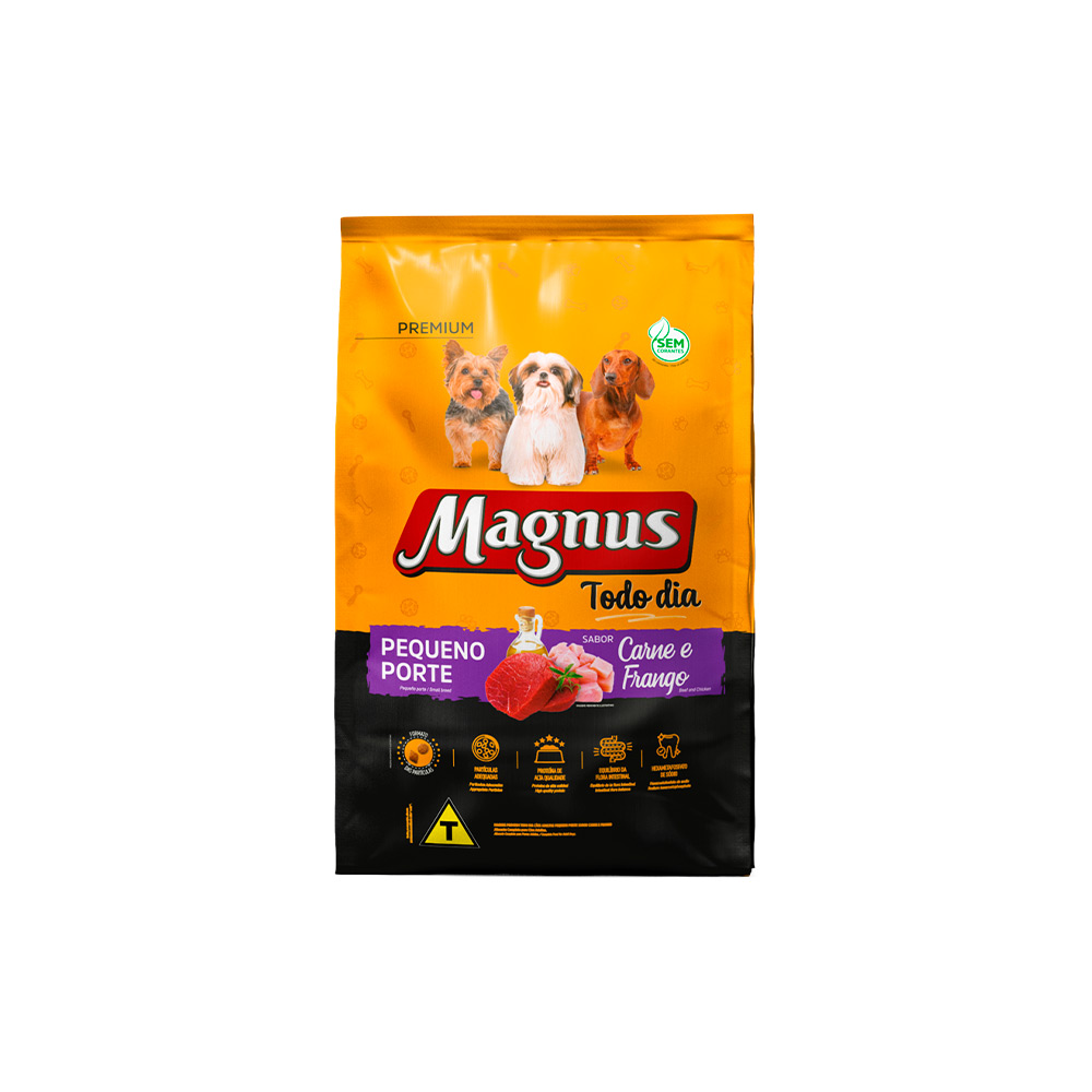 Ração Magnus Todo Dia para Cães Adultos de Pequeno Porte Sabor Carne com Frango