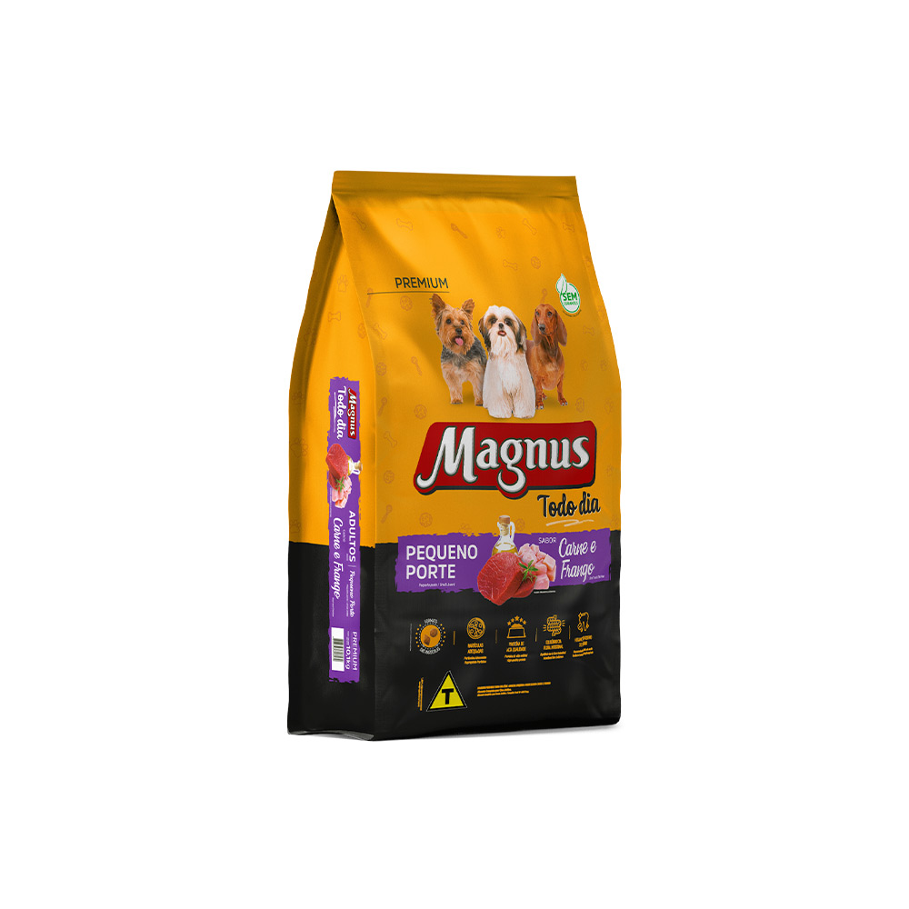 Ração Magnus Todo Dia para Cães Adultos de Pequeno Porte Sabor Carne com Frango