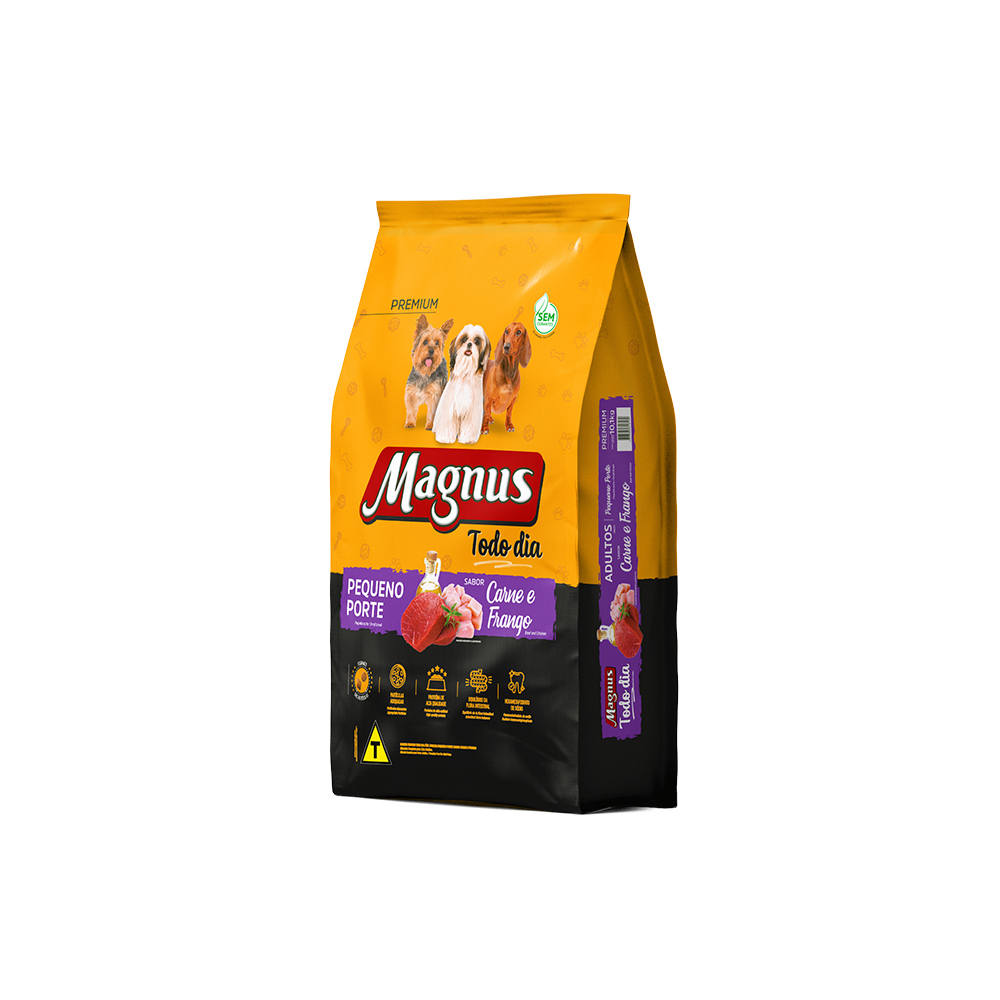 Ração Magnus Todo Dia para Cães Adultos de Pequeno Porte Sabor Carne com Frango