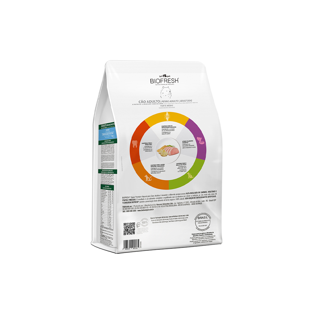 Ração Biofresh para Cães Adultos Porte Médio Sabor Lombo, Abacaxi, Arroz Integral e Ervas