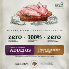 Ração Bionatural Prime para Cães Adultos de Raças Pequenas Sabor Frango, Blueberry, Coco e Aveia