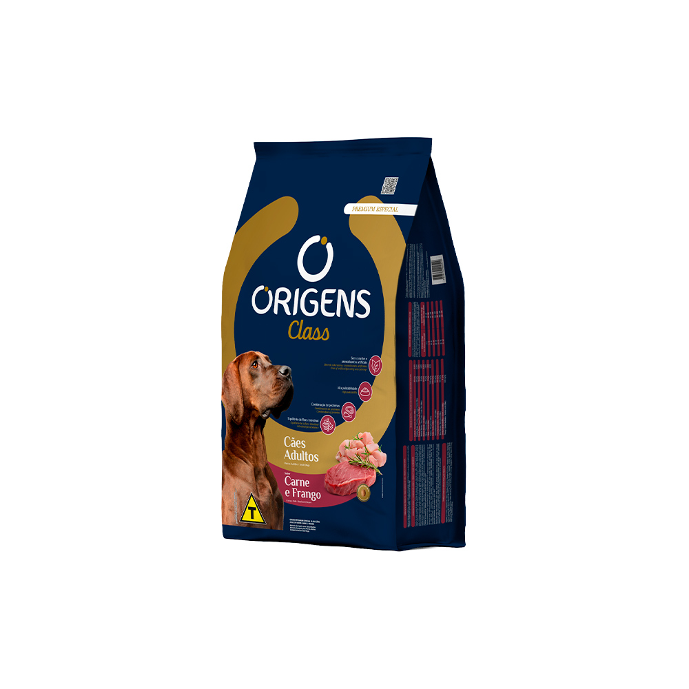 Ração Origens Class para Cães Adultos Sabor Carne e Frango 10,1kg