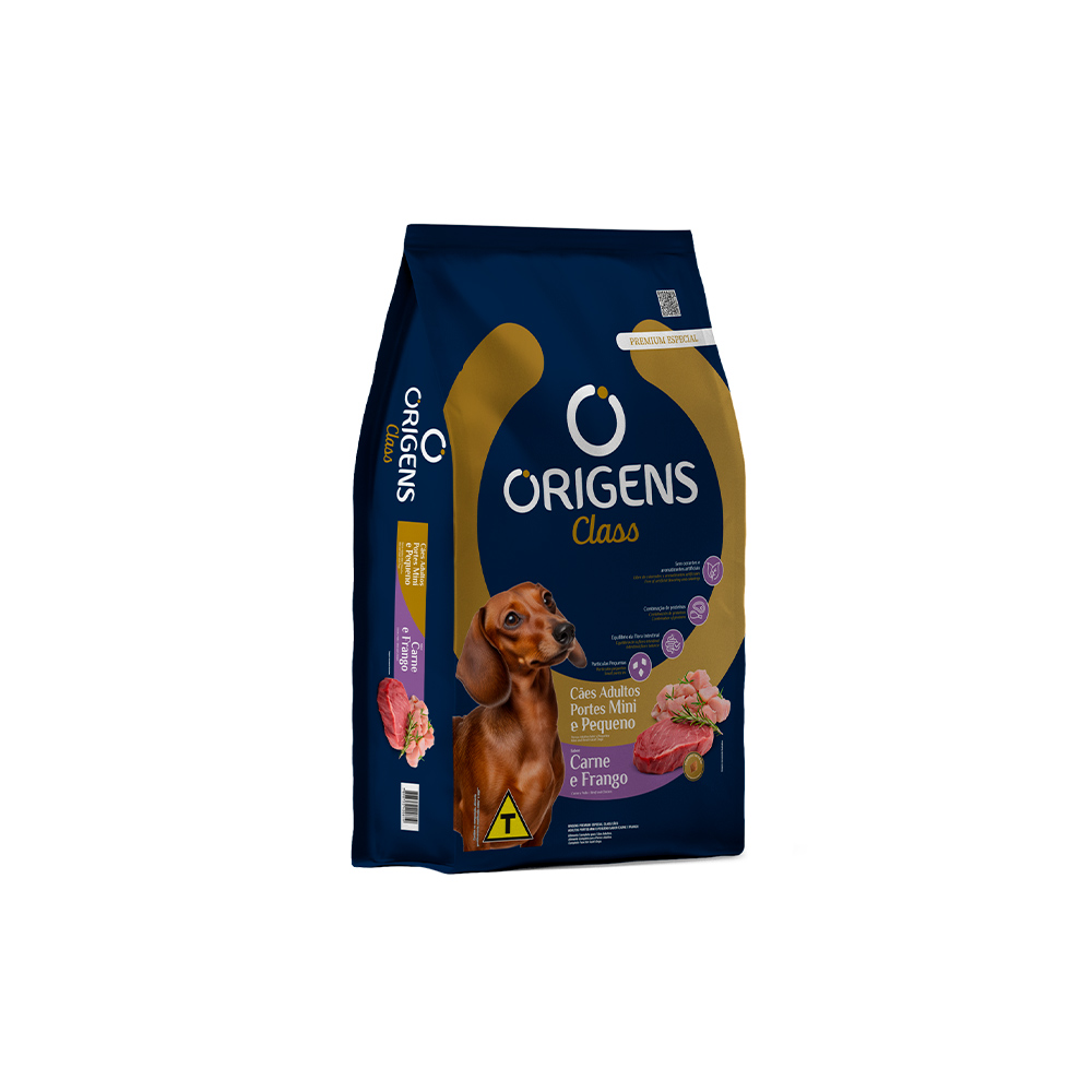 Ração Origens Class para Cães Adultos de Porte Mini e Pequeno Sabor Carne e Frango