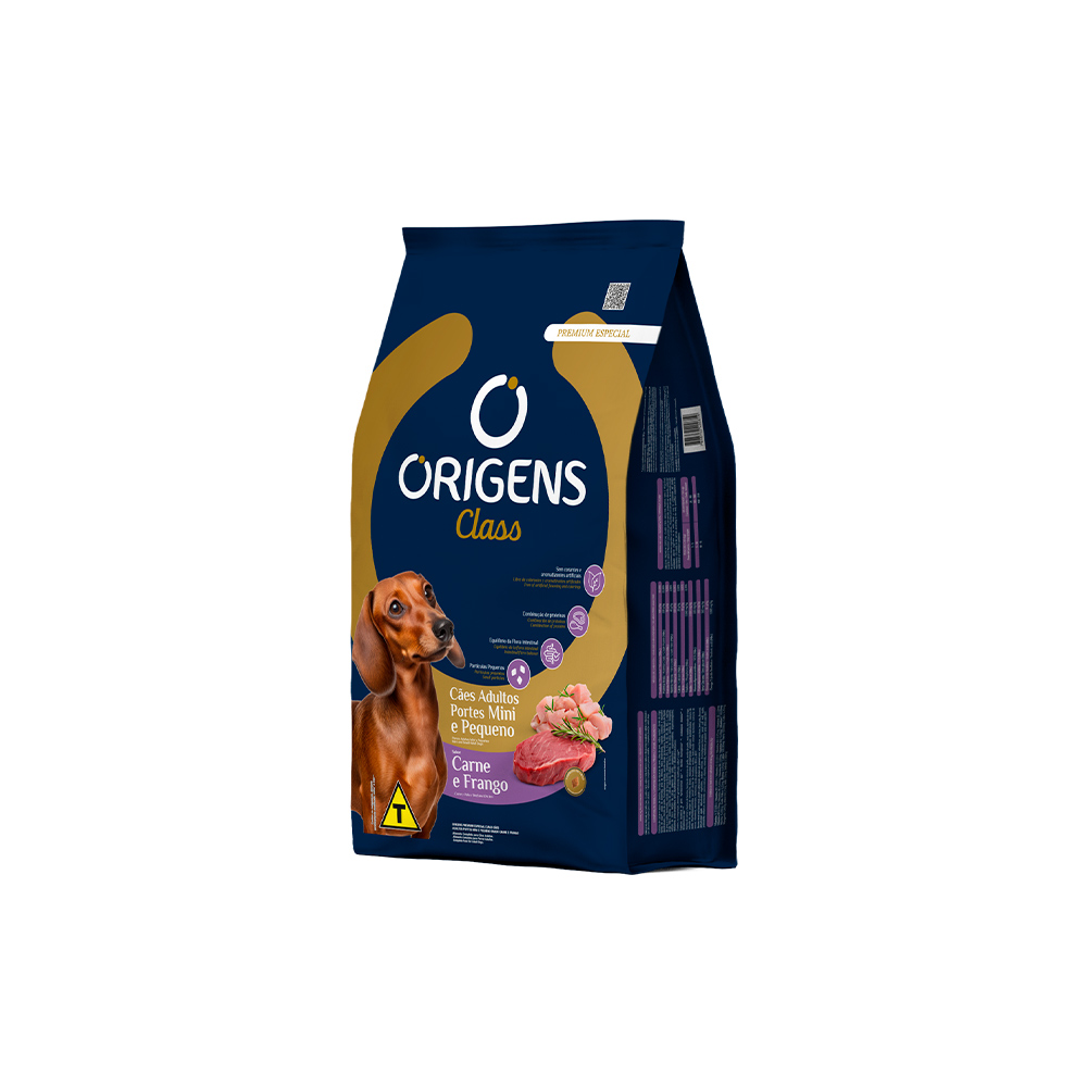 Ração Origens Class para Cães Adultos de Porte Mini e Pequeno Sabor Carne e Frango