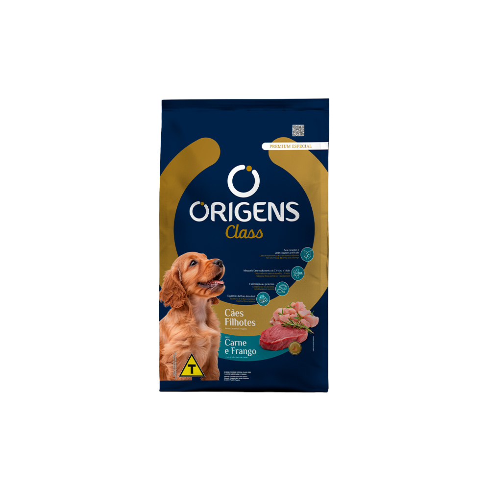 Ração Origens Class para Cães Filhotes Sabor Carne e Frango