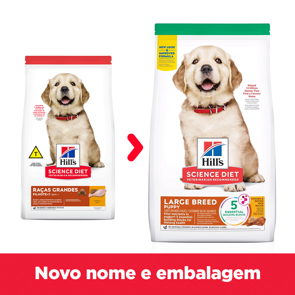 Ração Hill's Science Diet Raças Grandes Sabor Frango para Cães Filhotes 7.03kg
