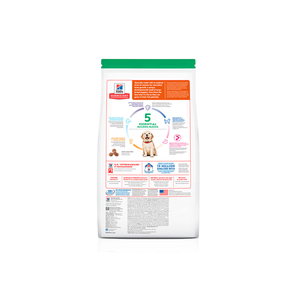 Ração Hill's Science Diet Raças Grandes Sabor Frango para Cães Filhotes 7.03kg