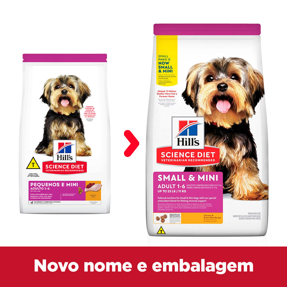 Ração Hill's Science Diet Pequenos e Mini para Cães Adultos Sabor Frango