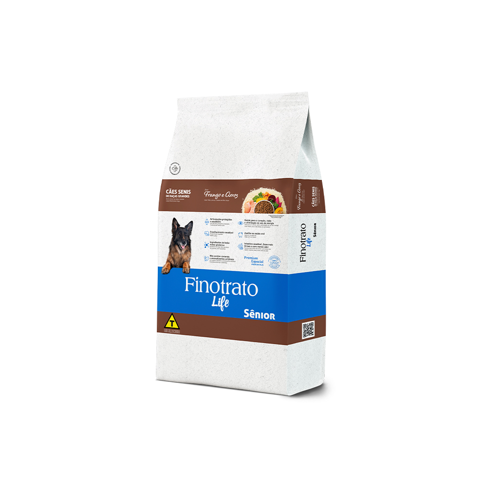 Ração Finotrato Life para Cães Sênior de Raças Grandes Sabor Frango e Arroz 15 kg