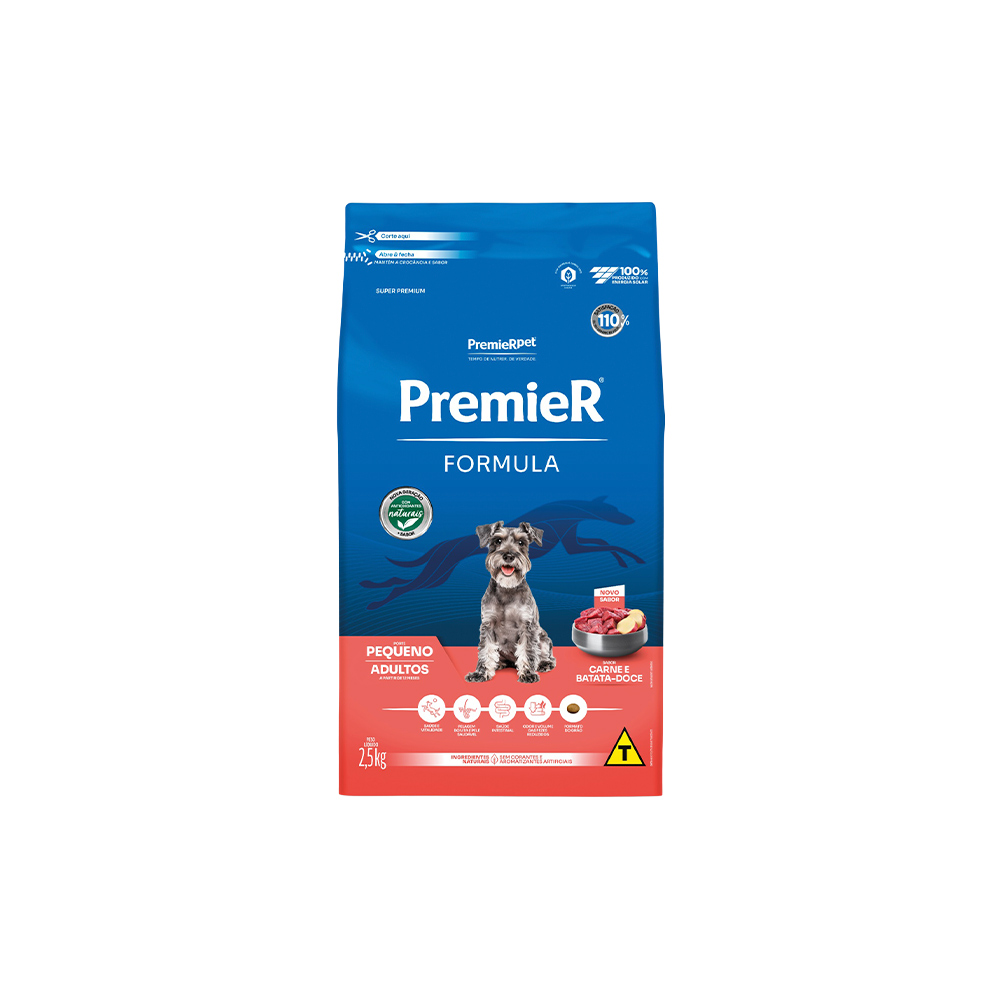 Ração Premier Fórmula Sabor Carne com Batata Doce para Cães Adultos de Raças Pequenas  2,5 kg