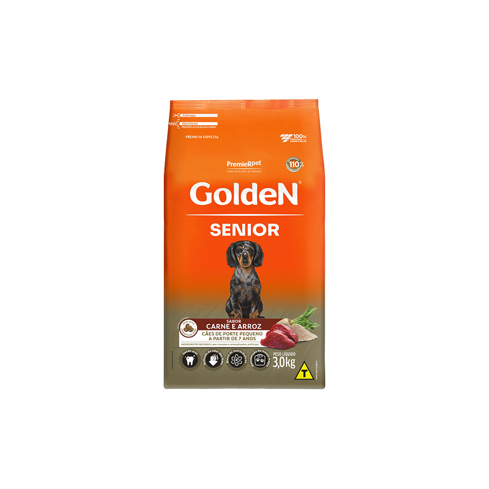 Ração Golden Fórmula Sabor Carne para Cães Sênior de Raças Pequenas 3kg