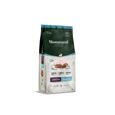 Ração Bionatural Sensitive para Cães Adultos de Raças Pequenas Sabor Peixe Branco, Coco, Blueberry e Ervilha