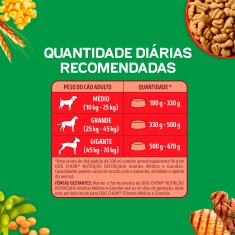 Ração Dog Chow Nutrição Reforçada para Cães Adultos de Médio e Grande Porte Sabor Carne, Frango e Arroz 900 g