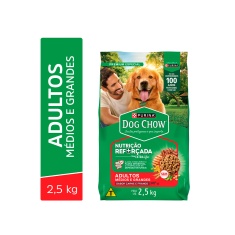 Ração Dog Chow para Cães Adultos de Raças Médias e Grandes Sabor Carne, Frango e Arroz 2,5 kg