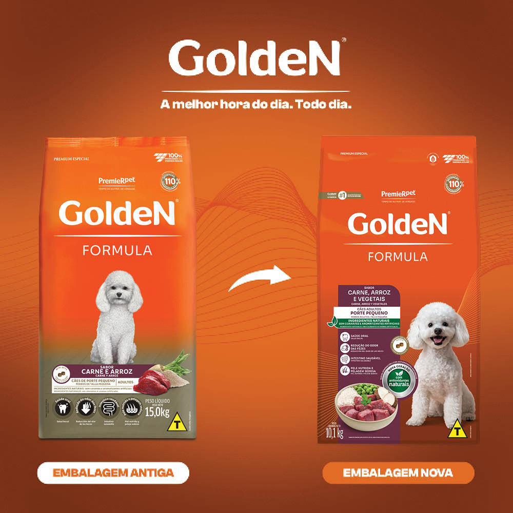 Ração Golden Fórmula Para Cães Adultos de Porte Pequeno Sabor Carne e Arroz