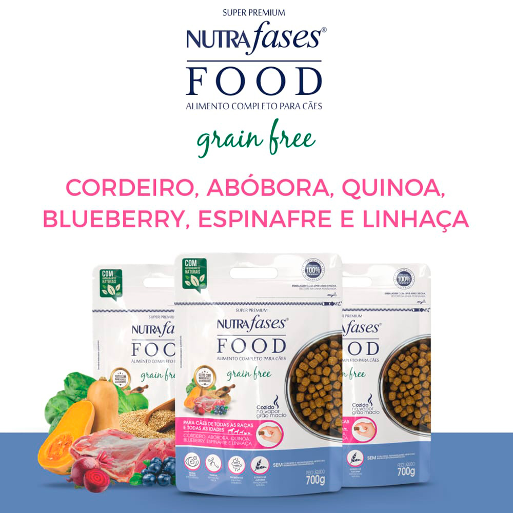 Ração Nutrafases Food Sabor Cordeiro, Abóbora e Quinoa para Cães