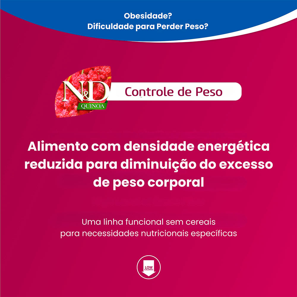 Ração Farmina N&D Quinoa Controle de Peso para Cães Adultos de Raças Mini e Pequenas Sabor Suíno, Quinoa, Brócolis e Aspargo 7 kg