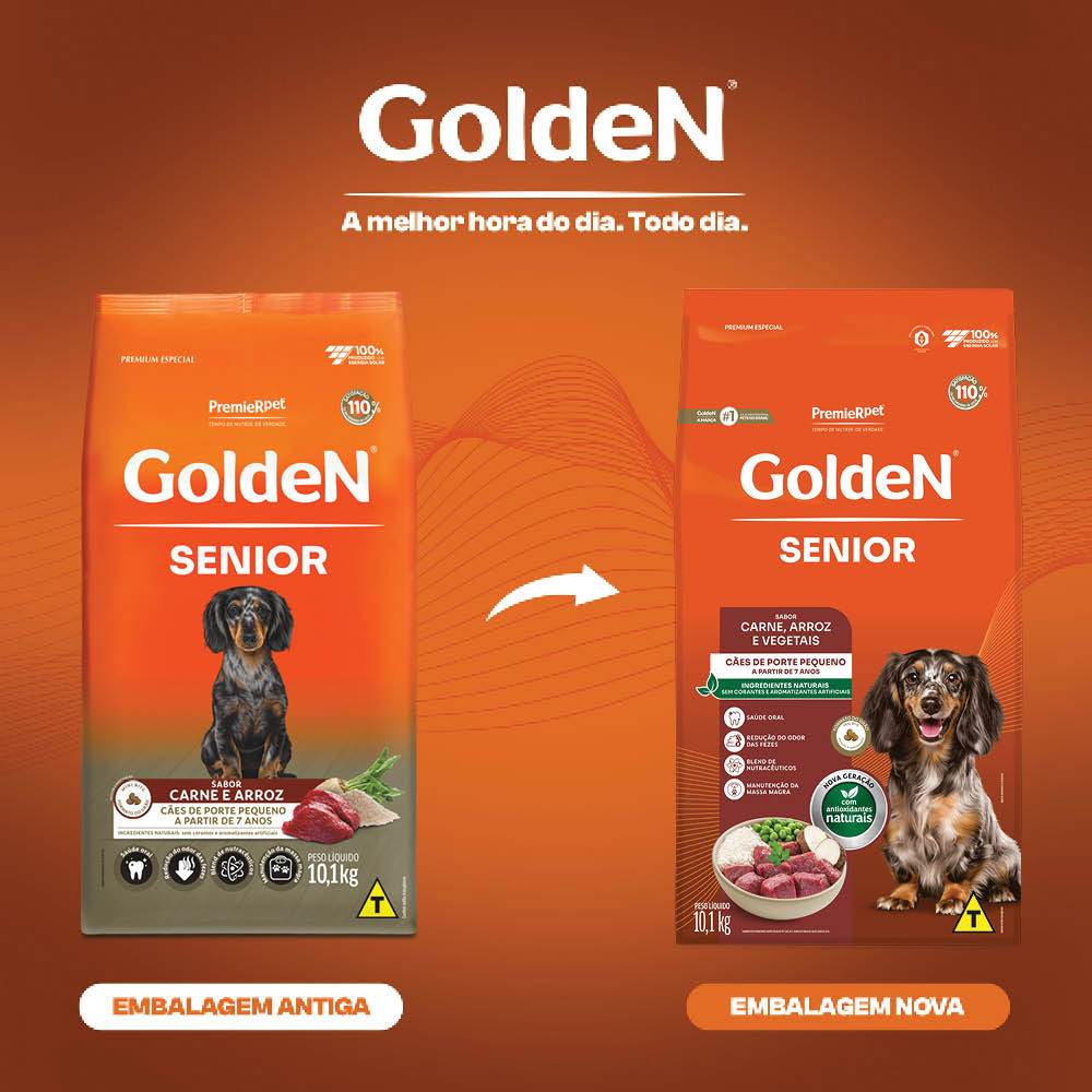 Ração Golden Fórmula Sabor Carne para Cães Sênior de Raças Pequenas