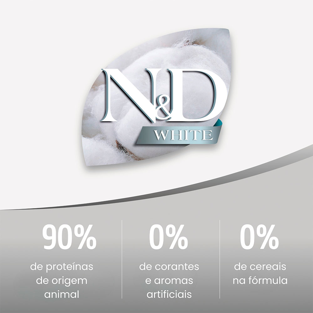 N&D White para Cães Filhotes de Raças Mini e Pequenas Sabor Merluza, Spirulina e Erva Doce 1,5 Kg