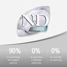 N&D White para Cães Adultos de Raças Mini e Pequenas Sabor Merluza, Spirulina e Erva Doce 7Kg