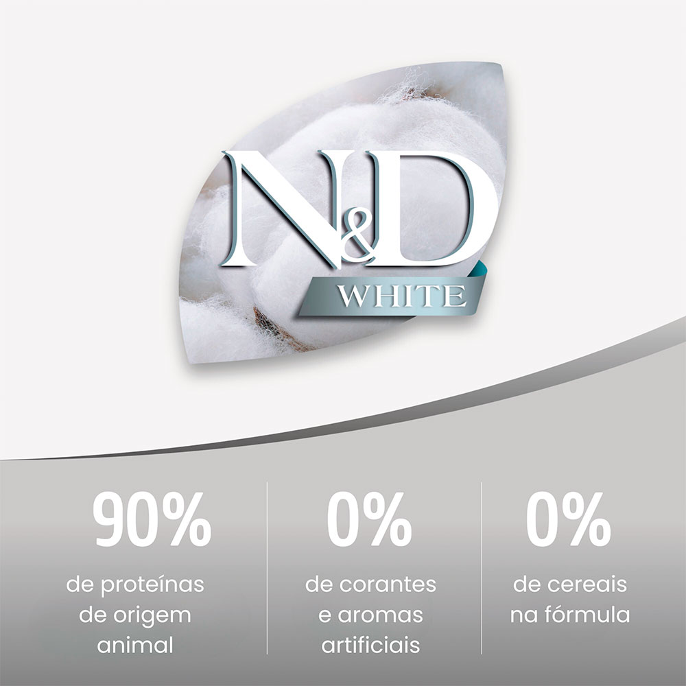 N&D White para Cães Adultos de Raças Médias e Grandes Sabor Merluza, Spirulina e Erva Doce 7 Kg