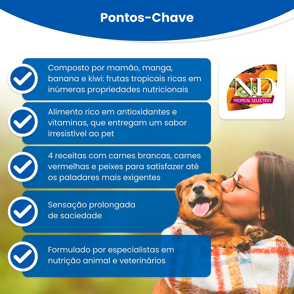 Ração Farmina N&D Tropical Selection para Cães Adultos de Porte Médio e Grande Sabor Cordeiro, Cereais e Frutas Tropicais