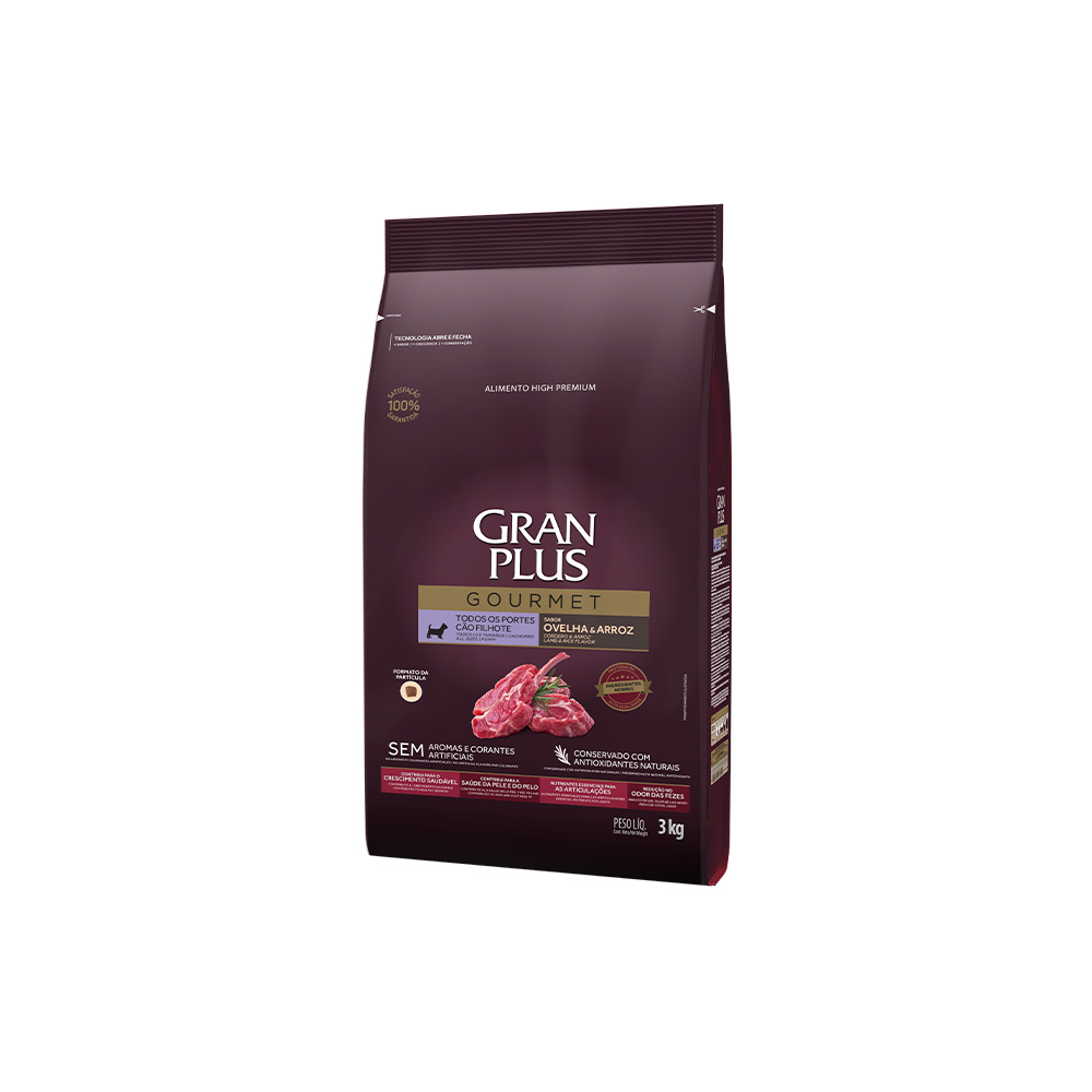 Ração GranPlus Gourmet para Cães Filhotes de Todos os Portes Sabor Ovelha e Arroz
