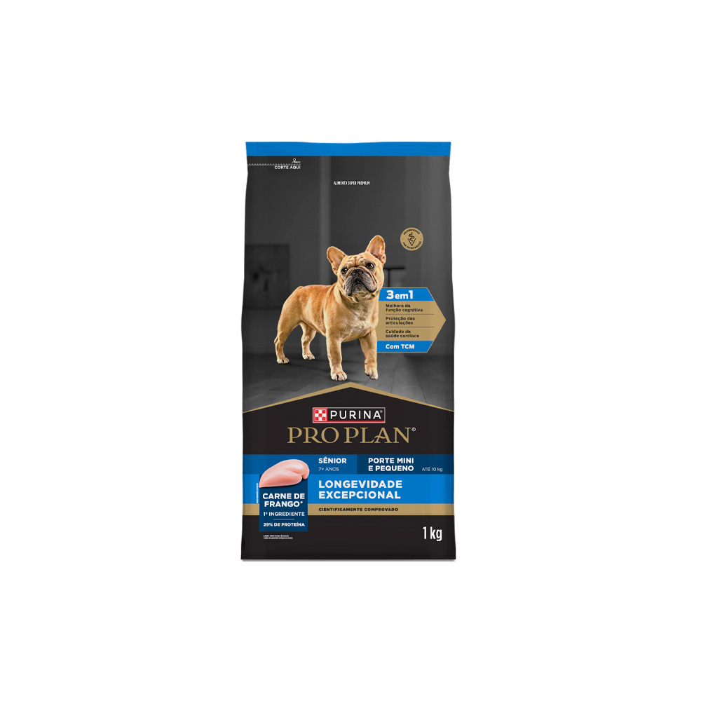Ração Nestlé Purina Pro Plan Longevidade Excepcional para Cães Sênior de Porte Pequeno e Mini Sabor Frango