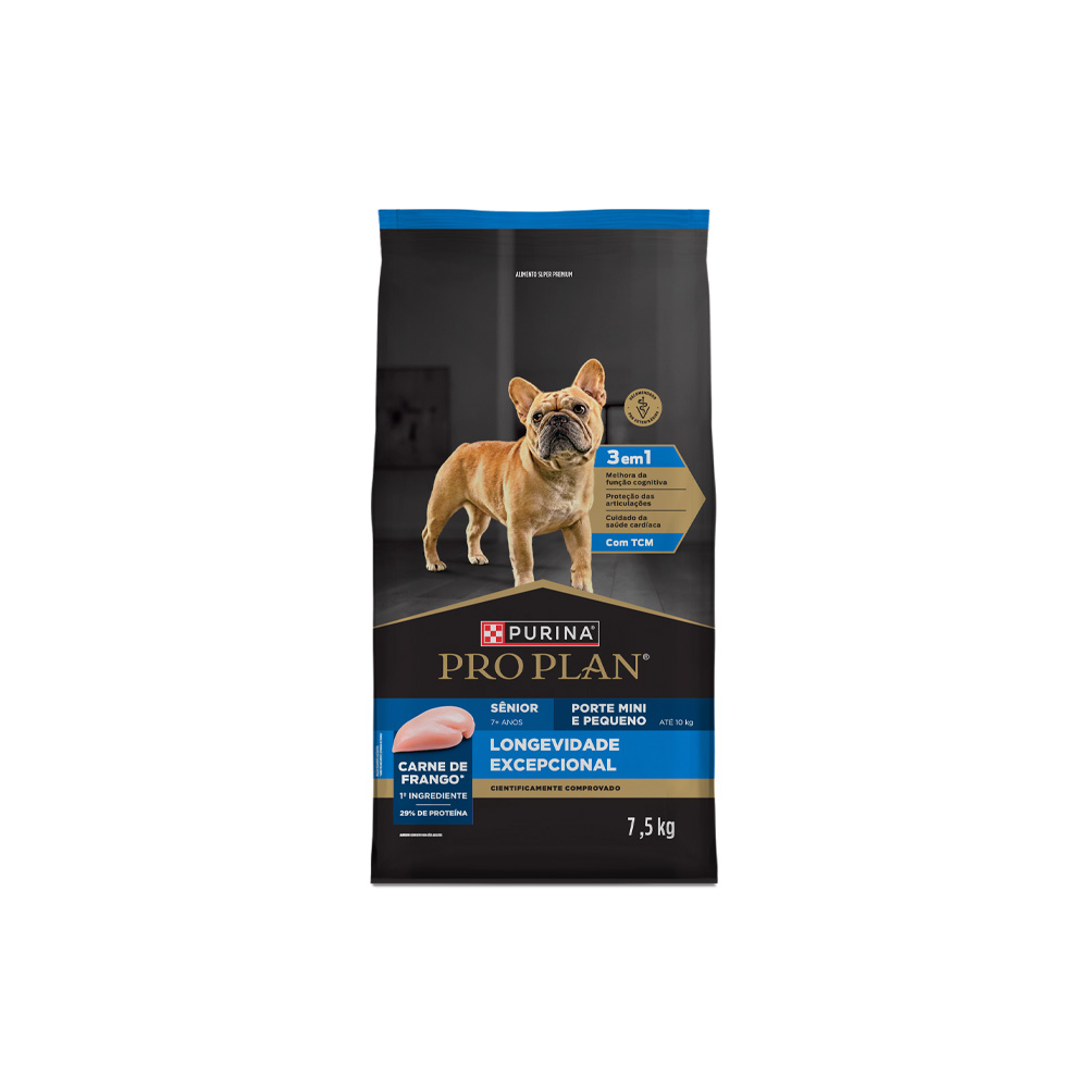 Ração Nestlé Purina Pro Plan Longevidade Excepcional para Cães Sênior de Porte Pequeno e Mini Sabor Frango