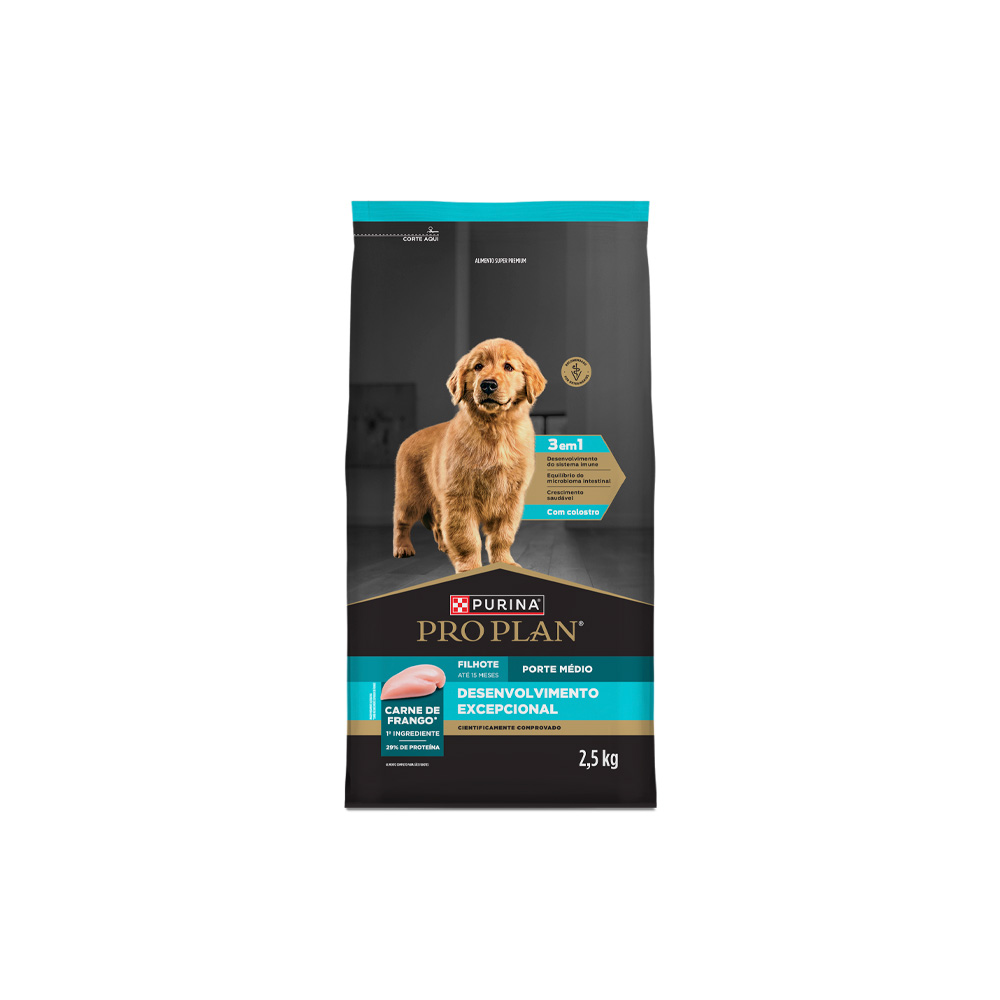 Ração Nestlé Purina Pro Plan Desenvolvimento Excepcional para Cães Filhotes de Porte Médio Sabor Frango
