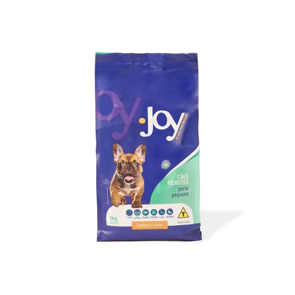 Ração Joy High Premium para Cães Filhotes de Raças Pequenas Sabor Frango e Carne