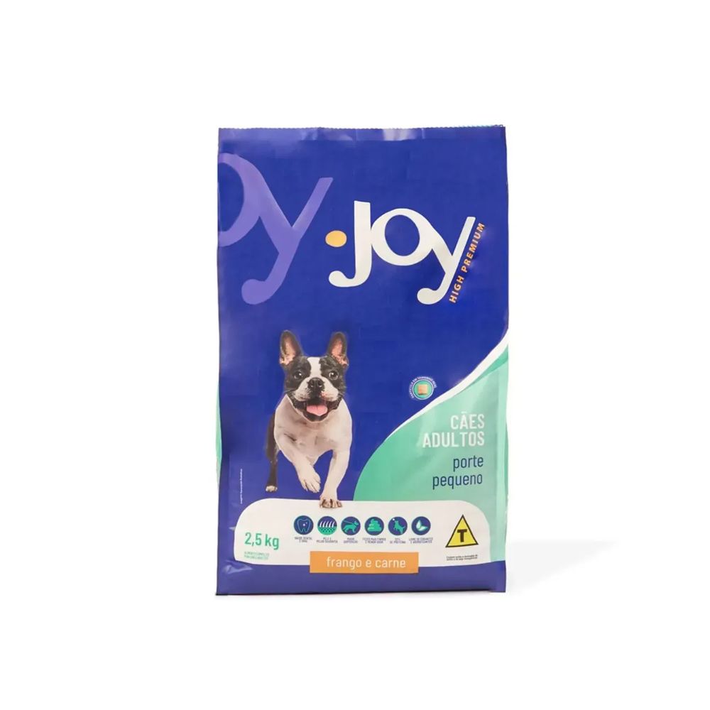 Ração Joy High Premium para Cães Adultos de Raças Pequenas Sabor Frango e Carne