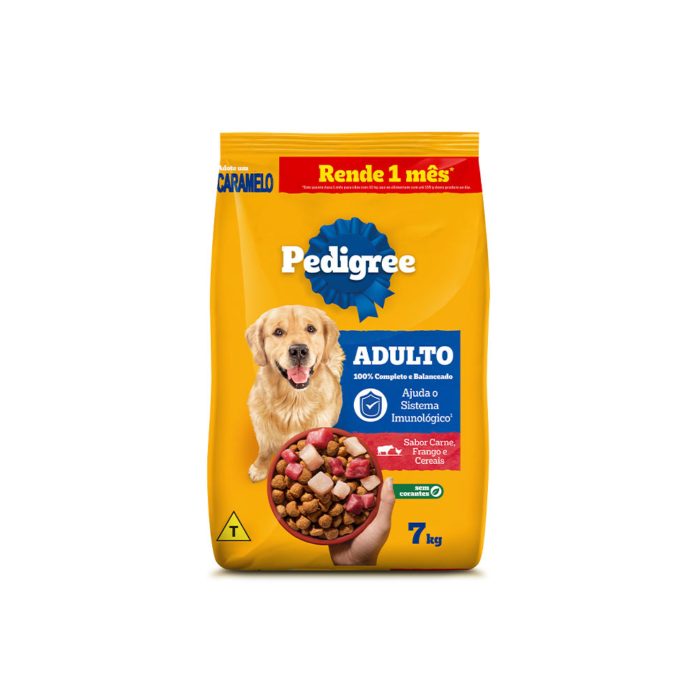 Ração Pedigree Carne Frango e Cereais Cães Adultos Raças Médias e Grandes