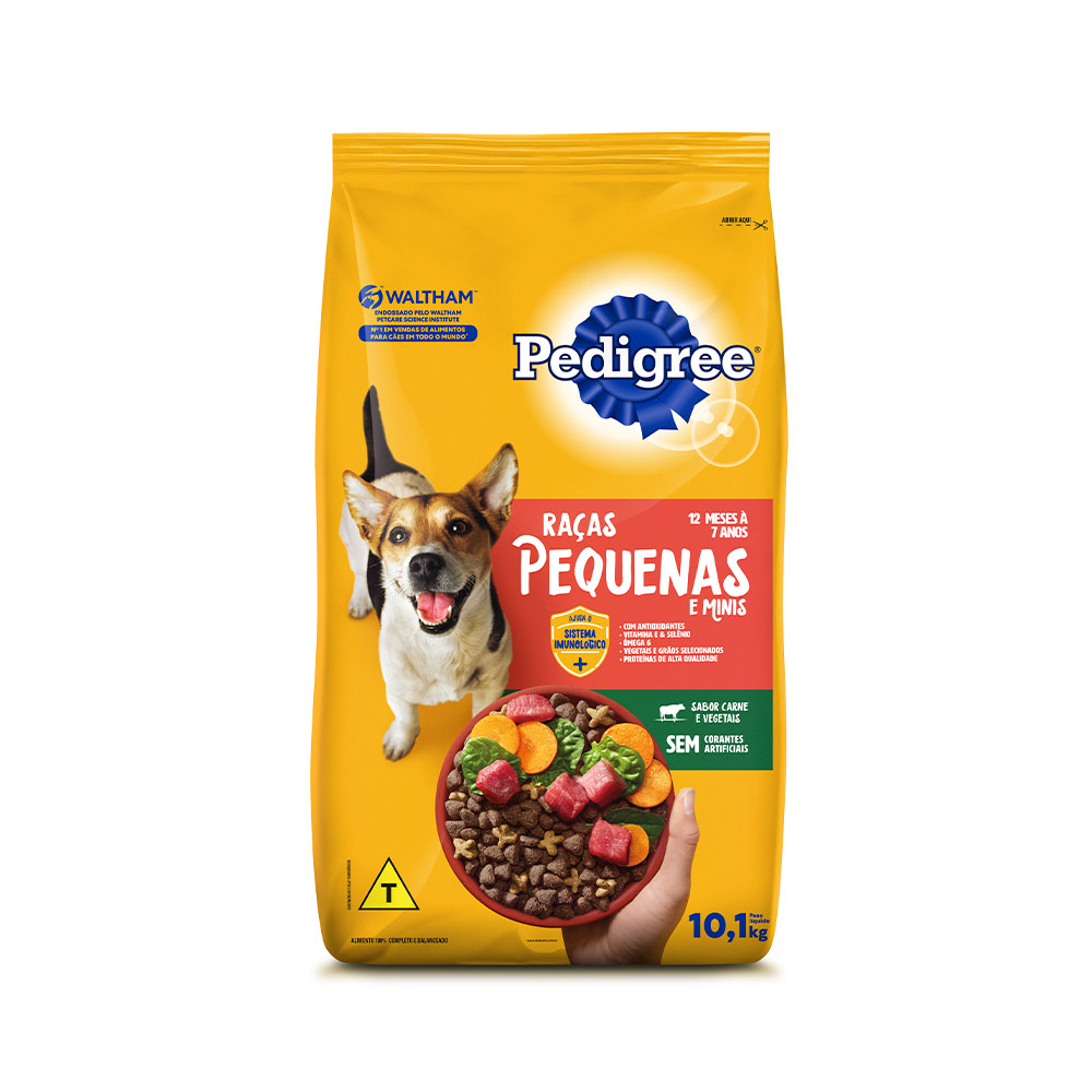Ração Pedigree Carne e Vegetais Cães Adultos Raças Pequenas e Minis