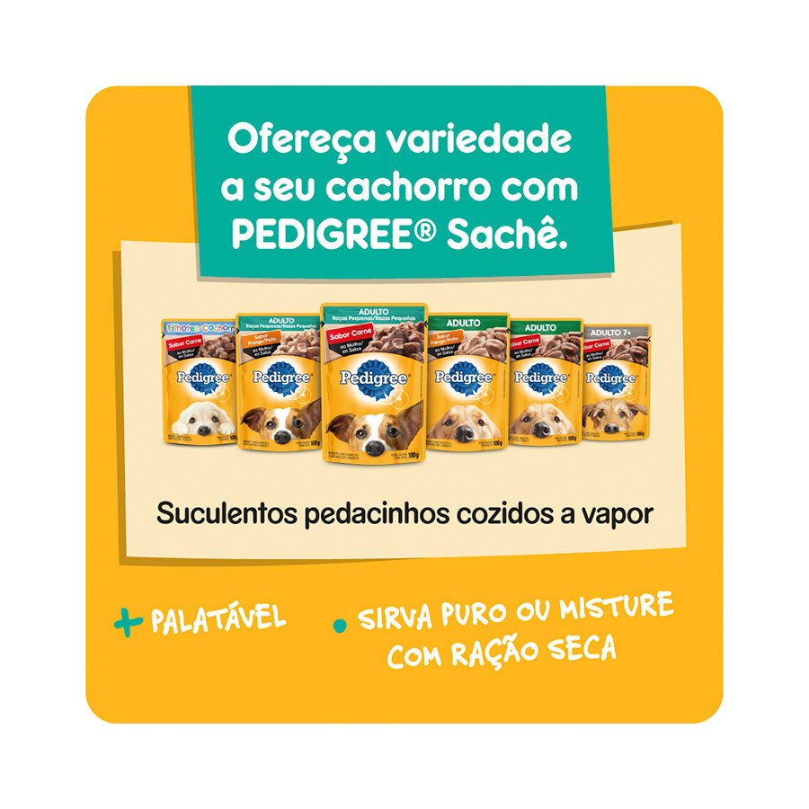 Ração Pedigree Carne e Vegetais Cães Adultos Raças Pequenas e Minis