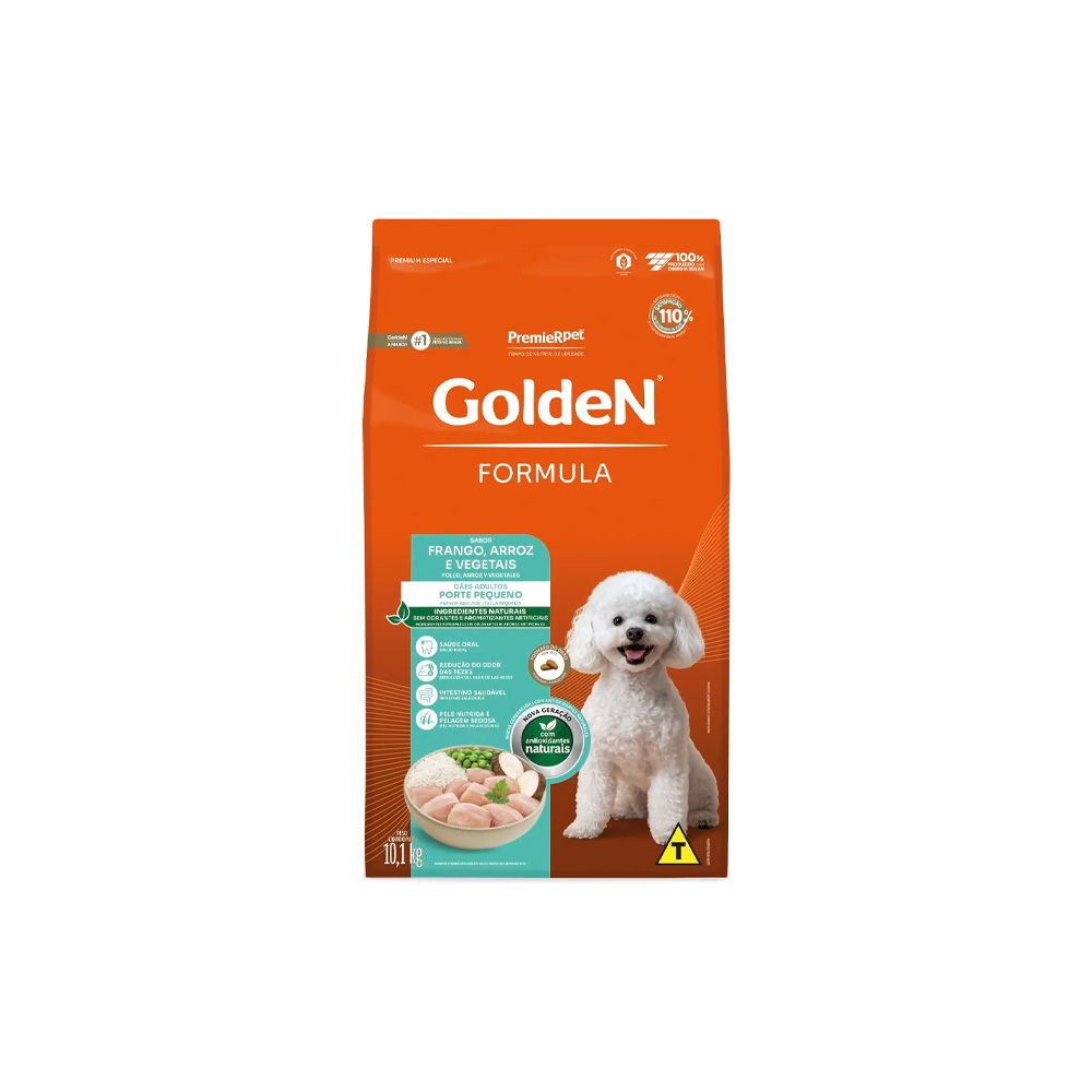 Ração Golden Fórmula Mini Bits para Cães Adultos de Porte Pequeno Sabor Frango e Arroz