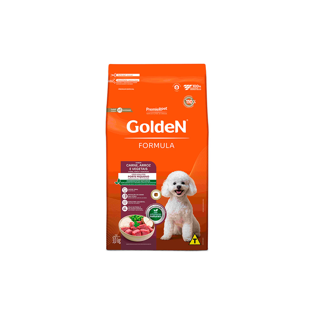 Ração Golden Fórmula Para Cães Adultos de Porte Pequeno Sabor Carne e Arroz