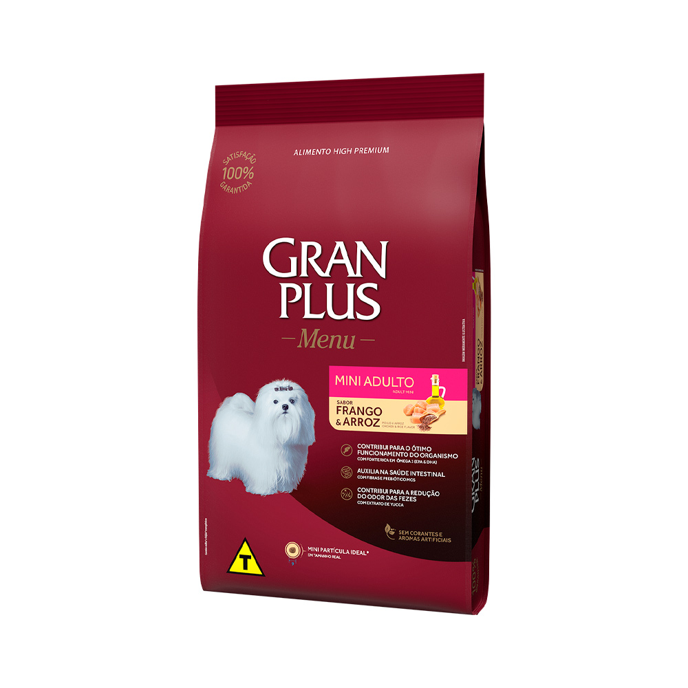 Ração GranPlus Menu para Cães Adultos de Porte Mini Sabor Frango e Arroz