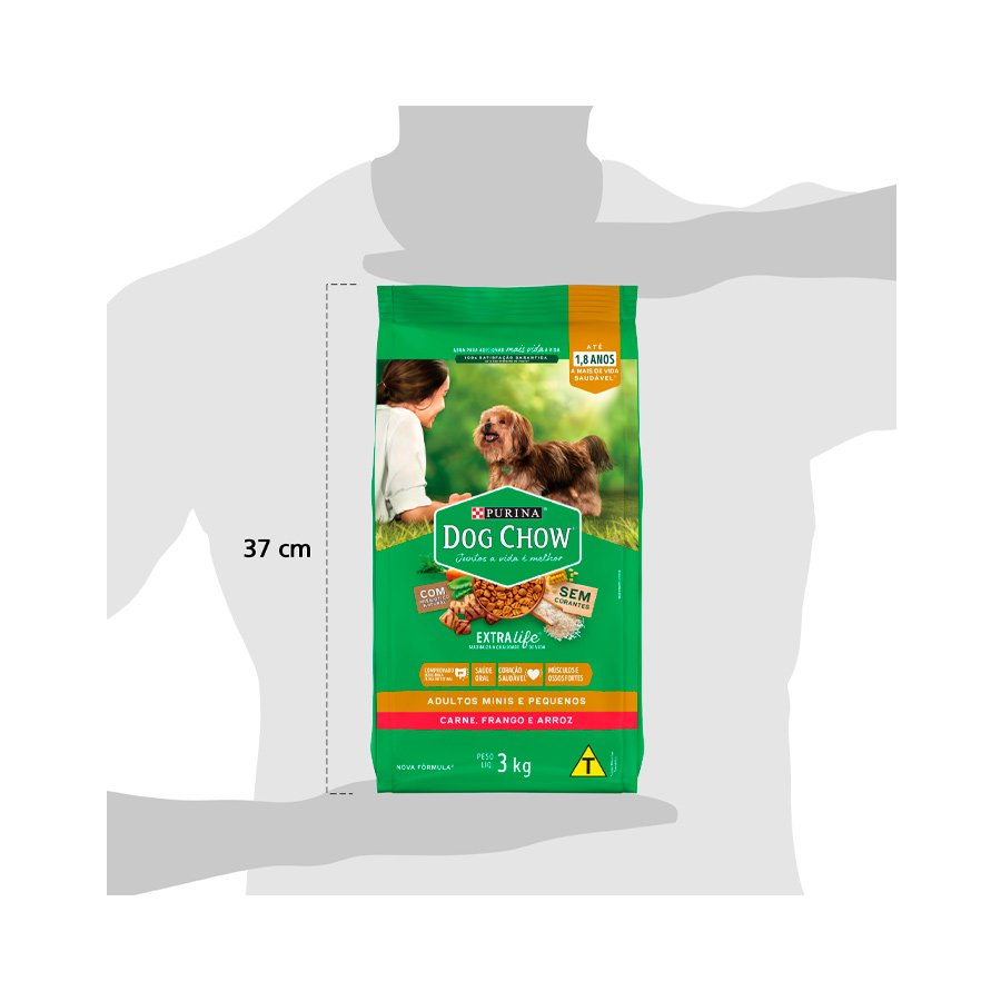Ração Dog Chow para Cães Adultos de Raças Pequenas Sabor Carne, Frango e Arroz