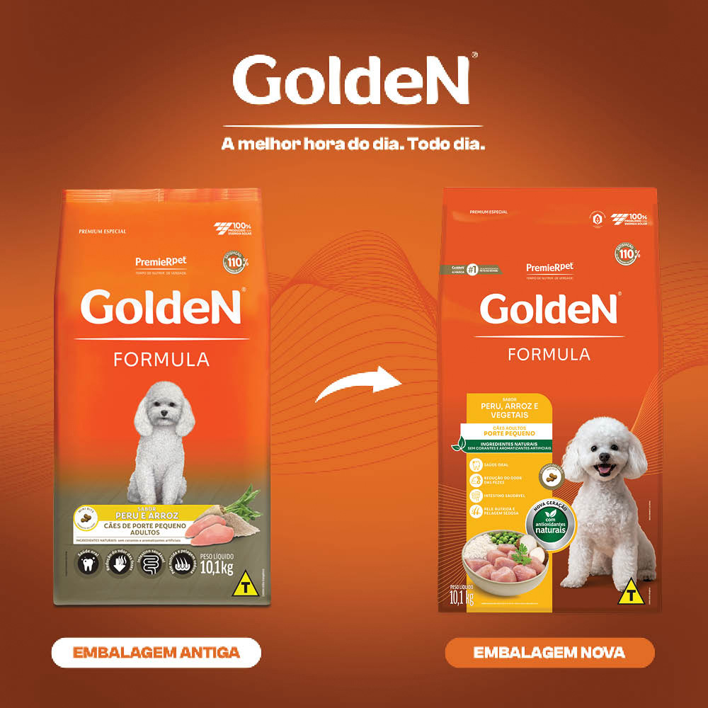 Ração Golden Fórmula para Cães Adultos de Porte Pequeno Sabor Peru e Arroz